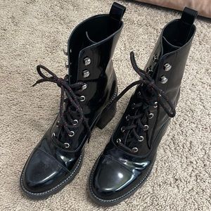 Lightly worn patent leather Marc Fisher boots